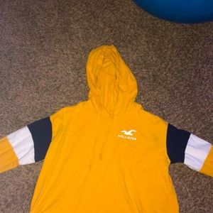 yellow hollister hooded long sleeve